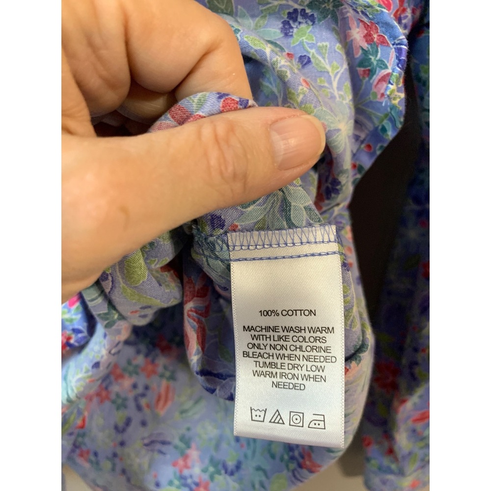 FOXCROFT for APPLESEED'S Button Up Shirt Floral Long Sleeve Wrinkle Free Size 16 - Picture 10 of 11